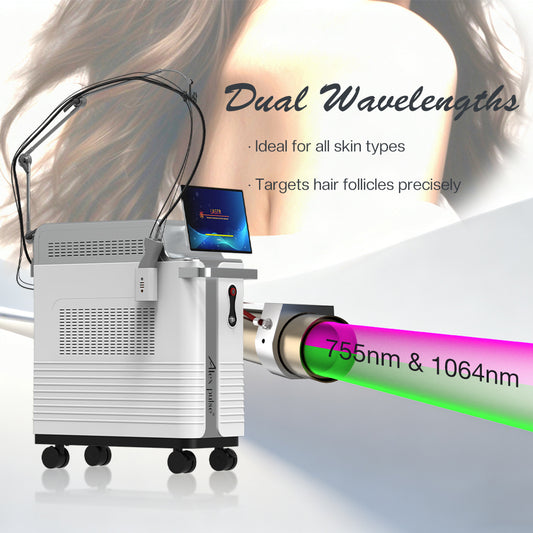 Medical Long Pulse 1064nm 755nm Nd Yag Alexandrite Laser Hair Removal Machine