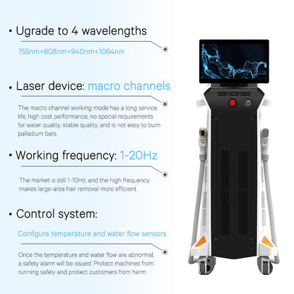Winkonlaser Ice Cool 1200w 1600w Laser Hair Removal Beauty Equipment 808Nm Hair Removal 4 Wavelengths Diode Laser Machine
